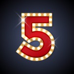 Vector illustration of realistic retro signboard number 5 (five). Part of alphabet including special European letters.