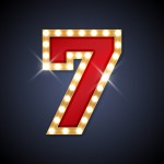 Vector illustration of realistic retro signboard number 7 (seven). Part of alphabet including special European letters.