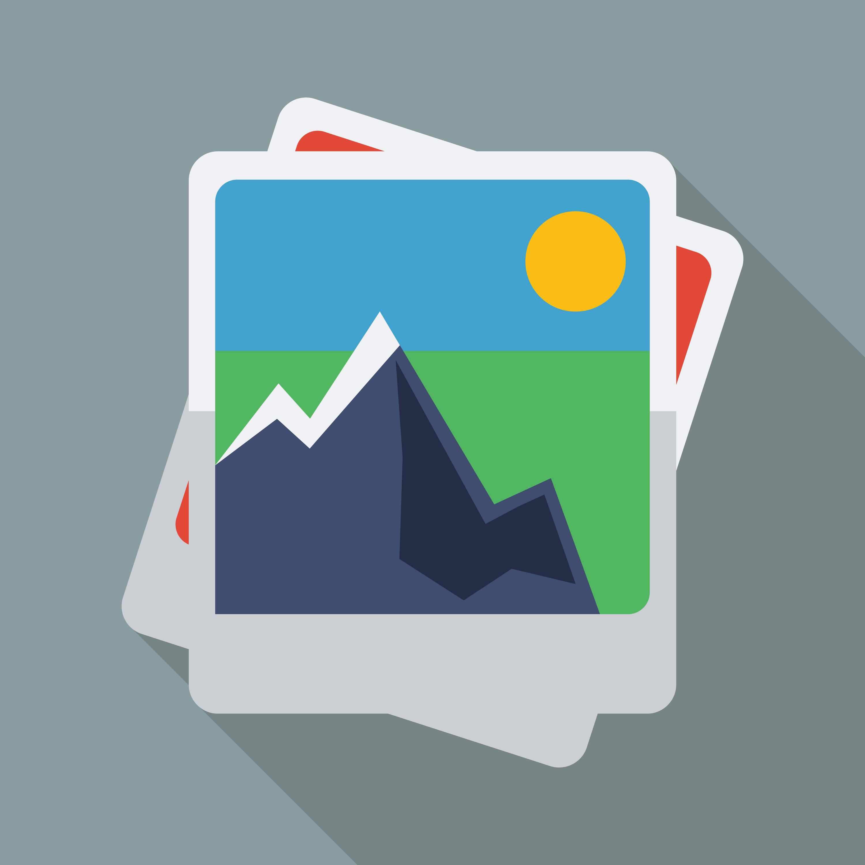 Picture Gallery Icon. Flat Vector Icon With Long Shadow Design Collection.